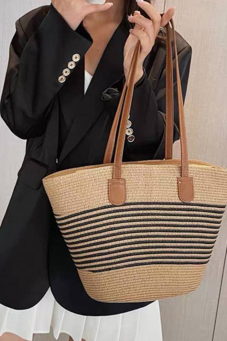 Black Straw Bag