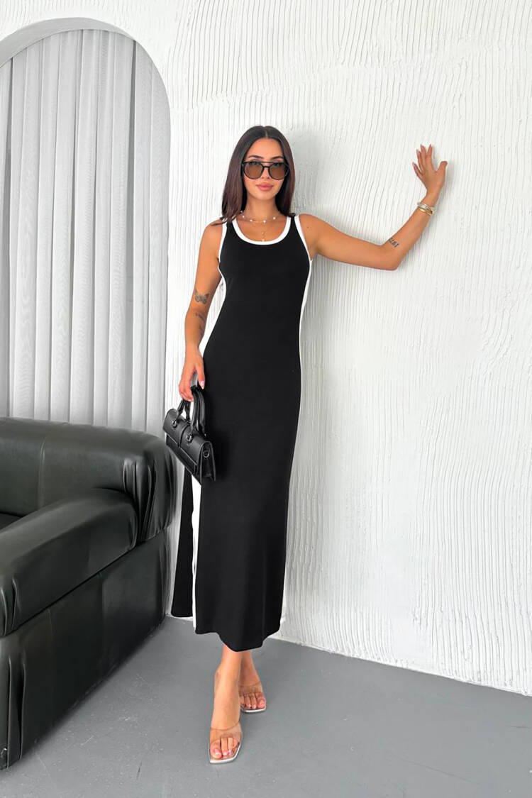 Sleeveless Tank Maxi Dress With Color Block - Brand: Mode Roy - Women's Clothing Wholesale - Globality Store