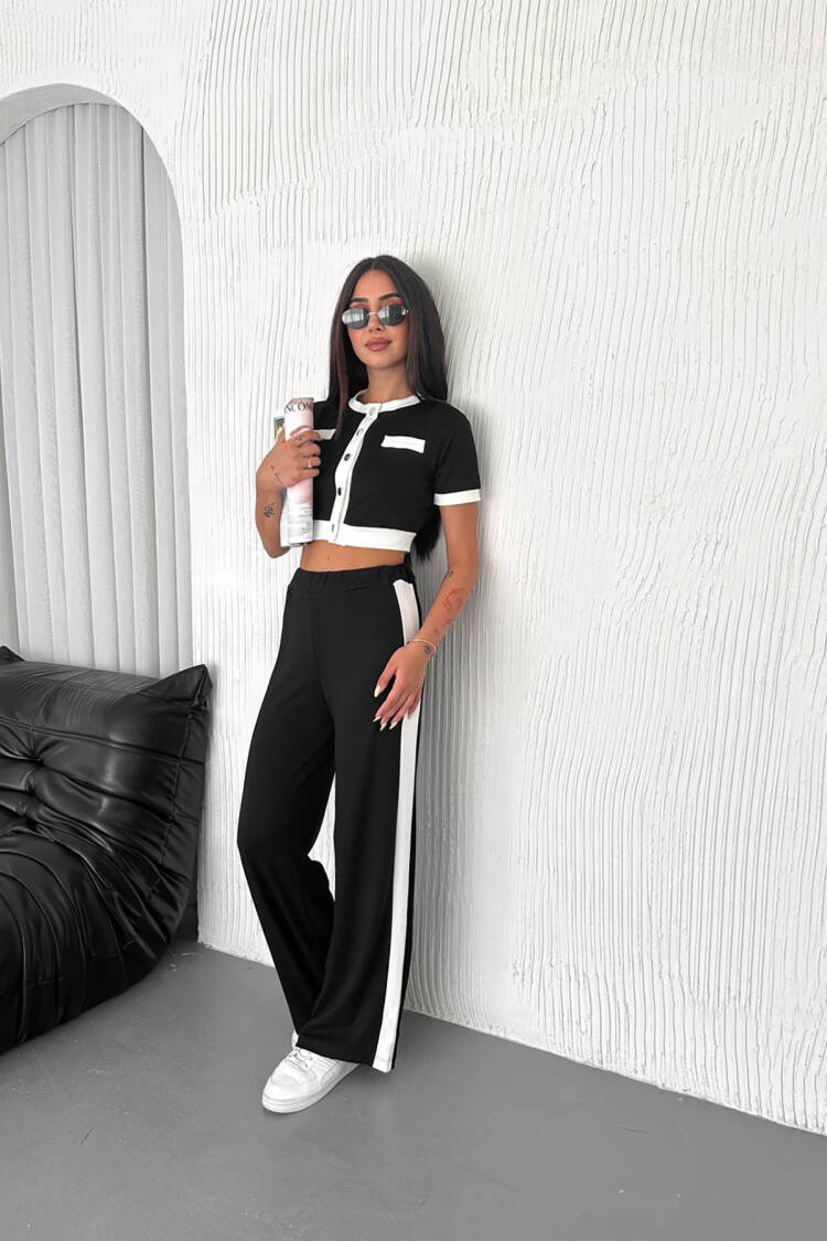 Color Block Casual Palazzo Set