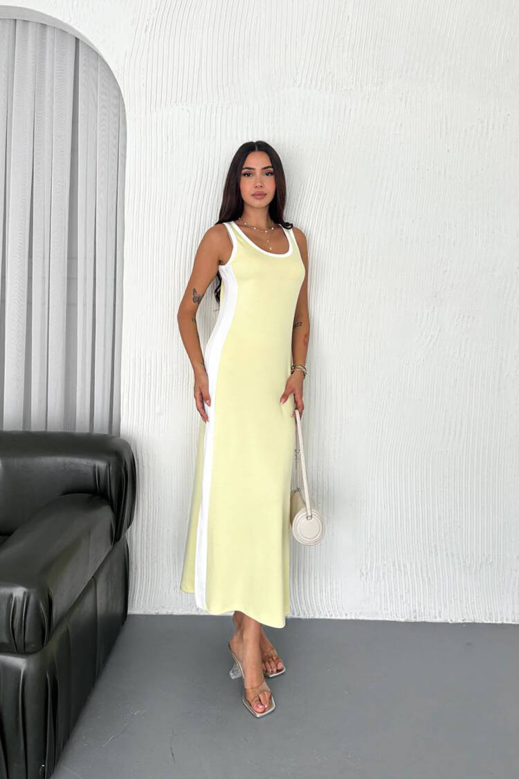 Beige Dress – Casual Elegant Color Block Maxi Tank