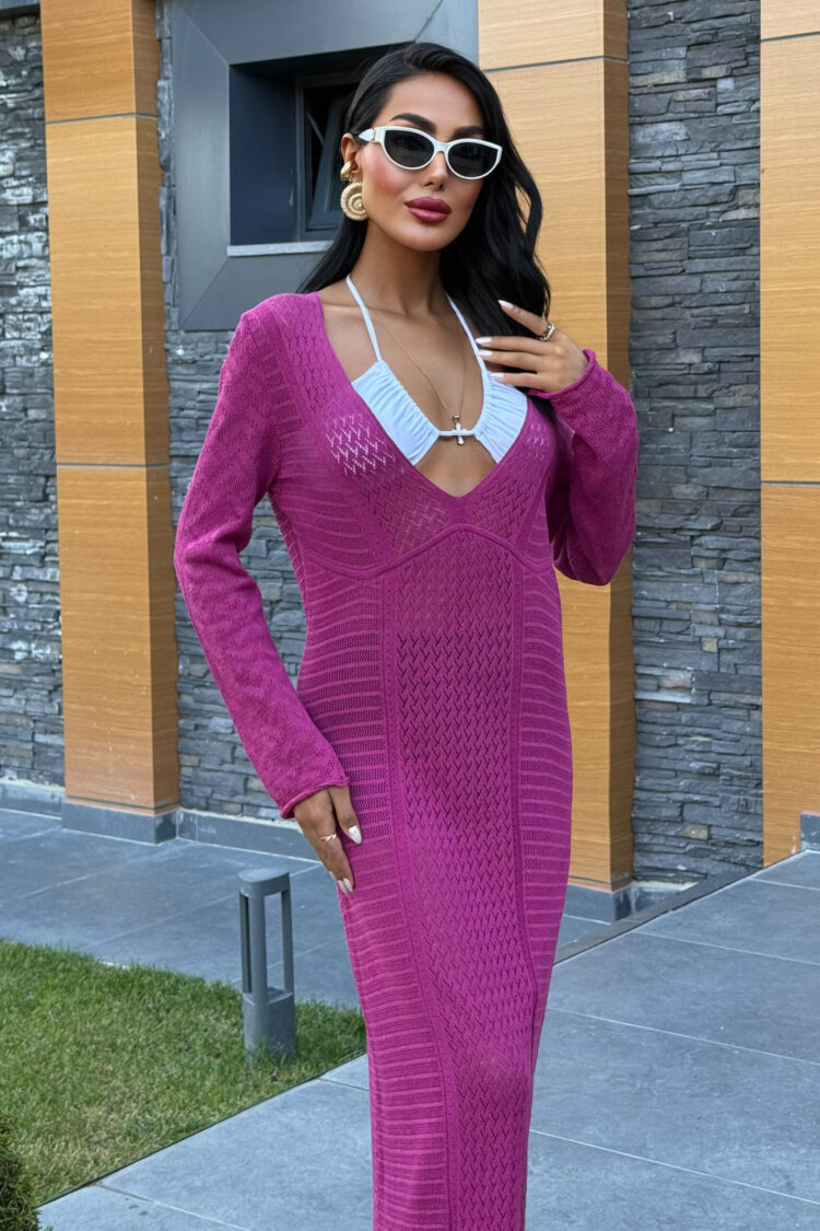 Openwork V Neck Dress