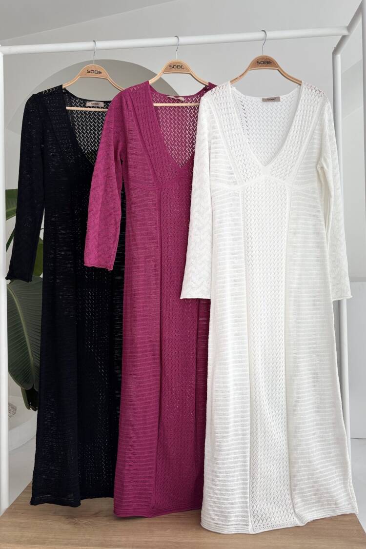 Openwork V Neck Dress