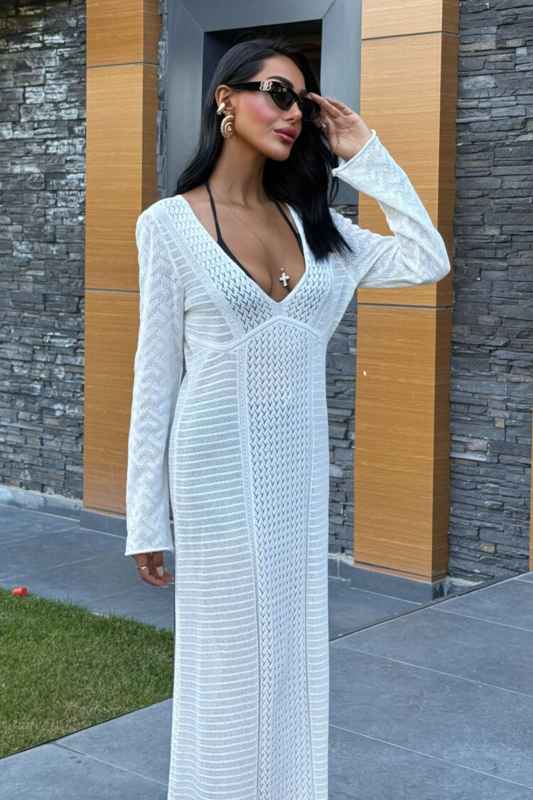 Openwork V Neck Dress