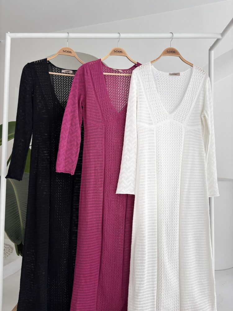 Openwork V Neck Dress