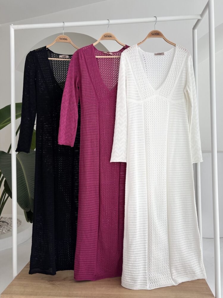 Openwork V Neck Dress