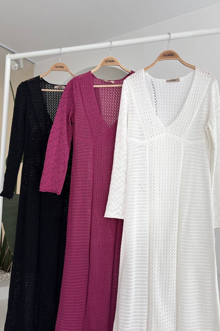 Openwork V Neck Dress
