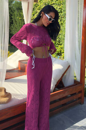 Chest Lace Detailed Openwork Blouse Pants Suit - Brand: Sobe Istanbul - Women's Clothing Wholesale - Globality Store