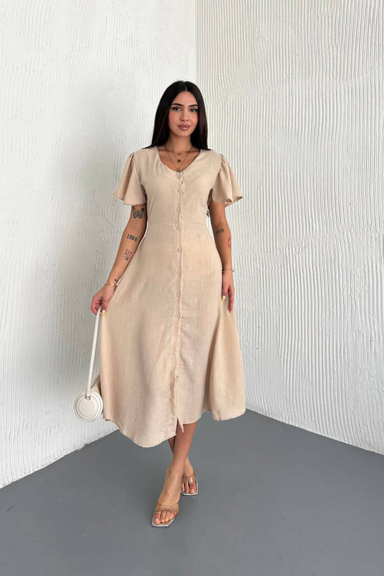 Wrap Dress With Flutter Half Sleeves