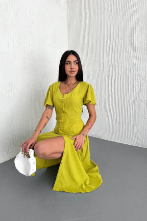 Fit And Flare Midi Dress With V-Neck - Brand: Mode Roy - Women's Clothing Wholesale - Globality Store