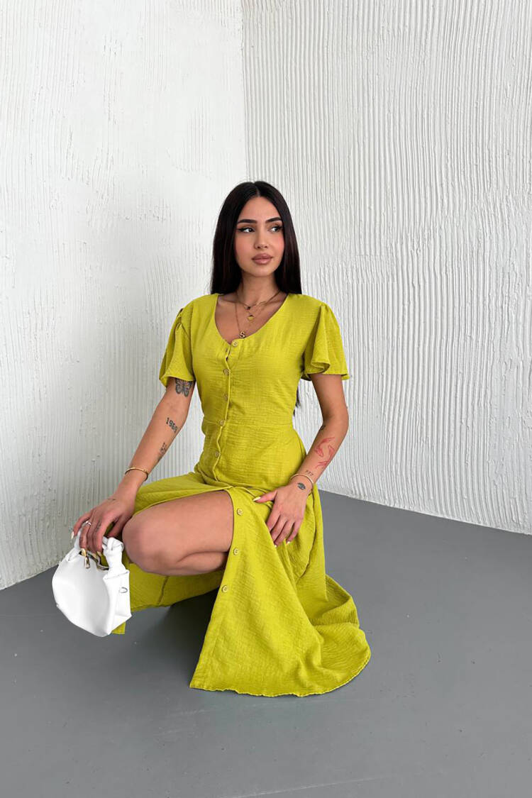 Fit And Flare Midi Dress With V-Neck