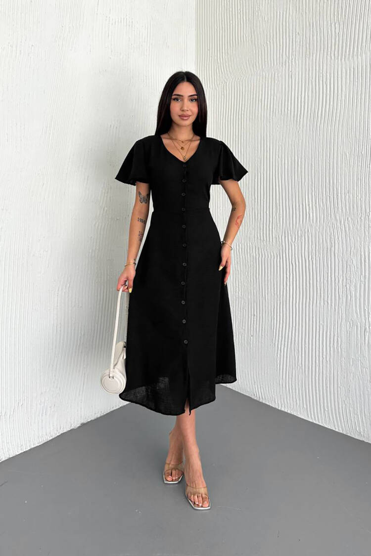 Fit And Flare V-Neck Midi Dress