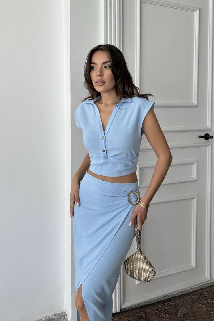 Elegant Wrap Midi Skirt Set