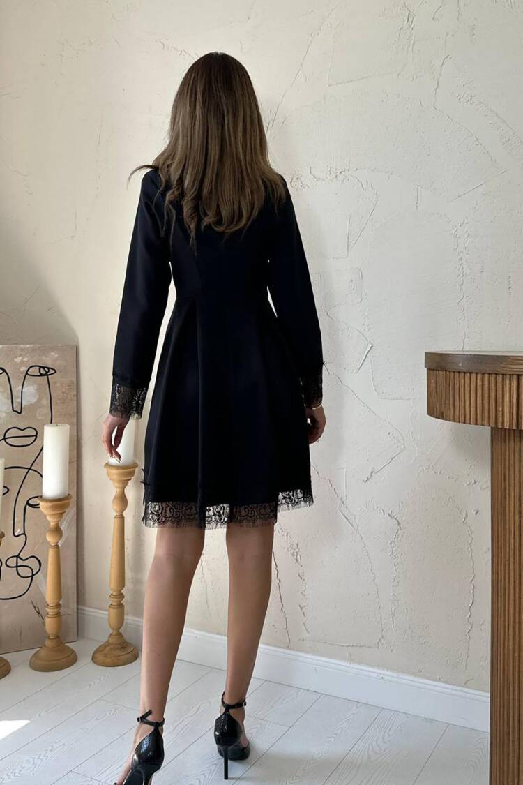 Black Elegant Fit And Flare Mini Dress