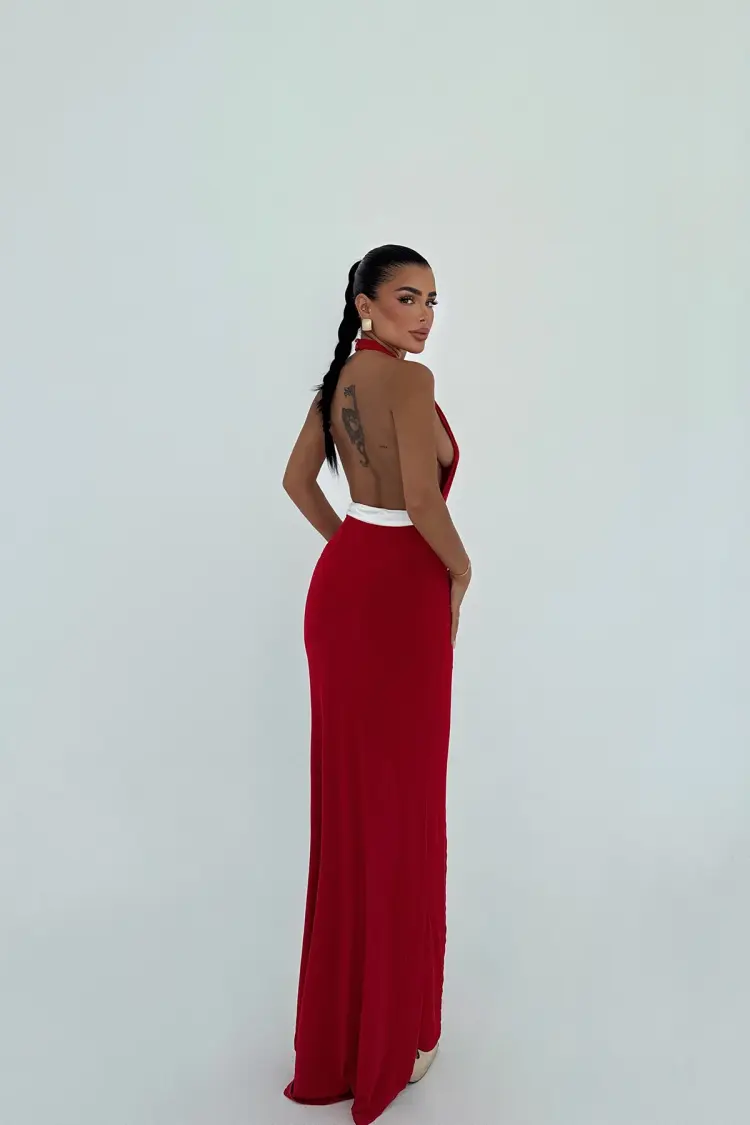 Bodycon Halter Neck Dress - Floor Length