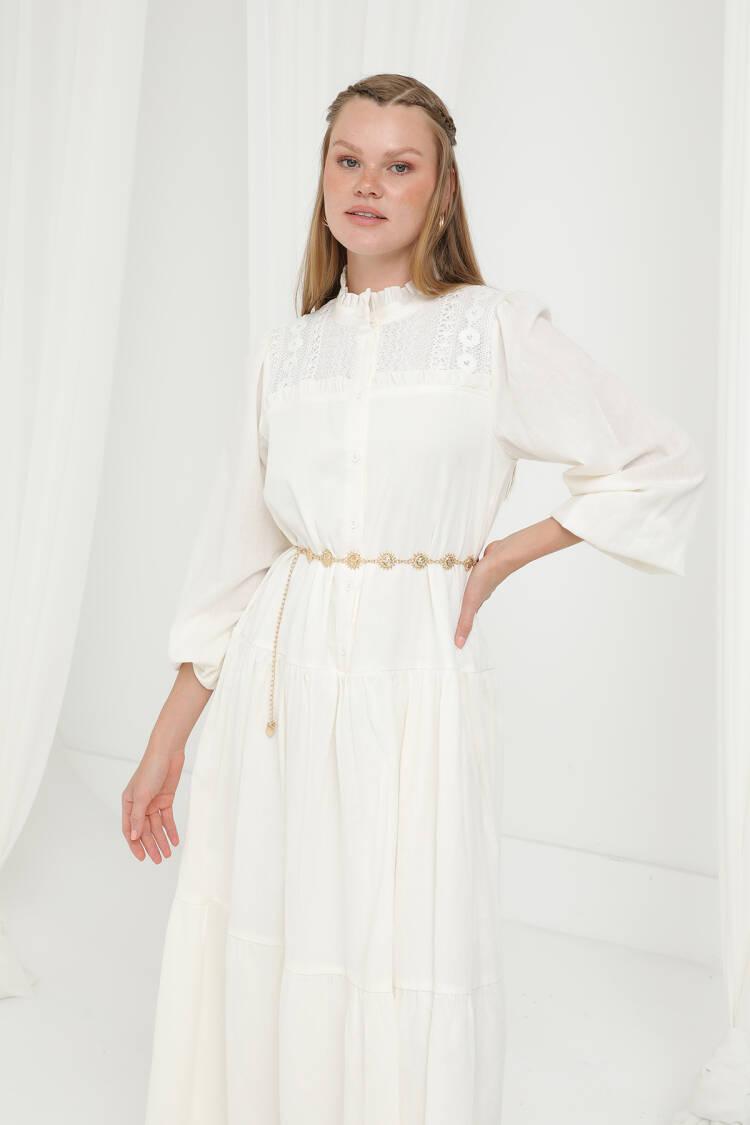 White Elegant Modest Formal Dress