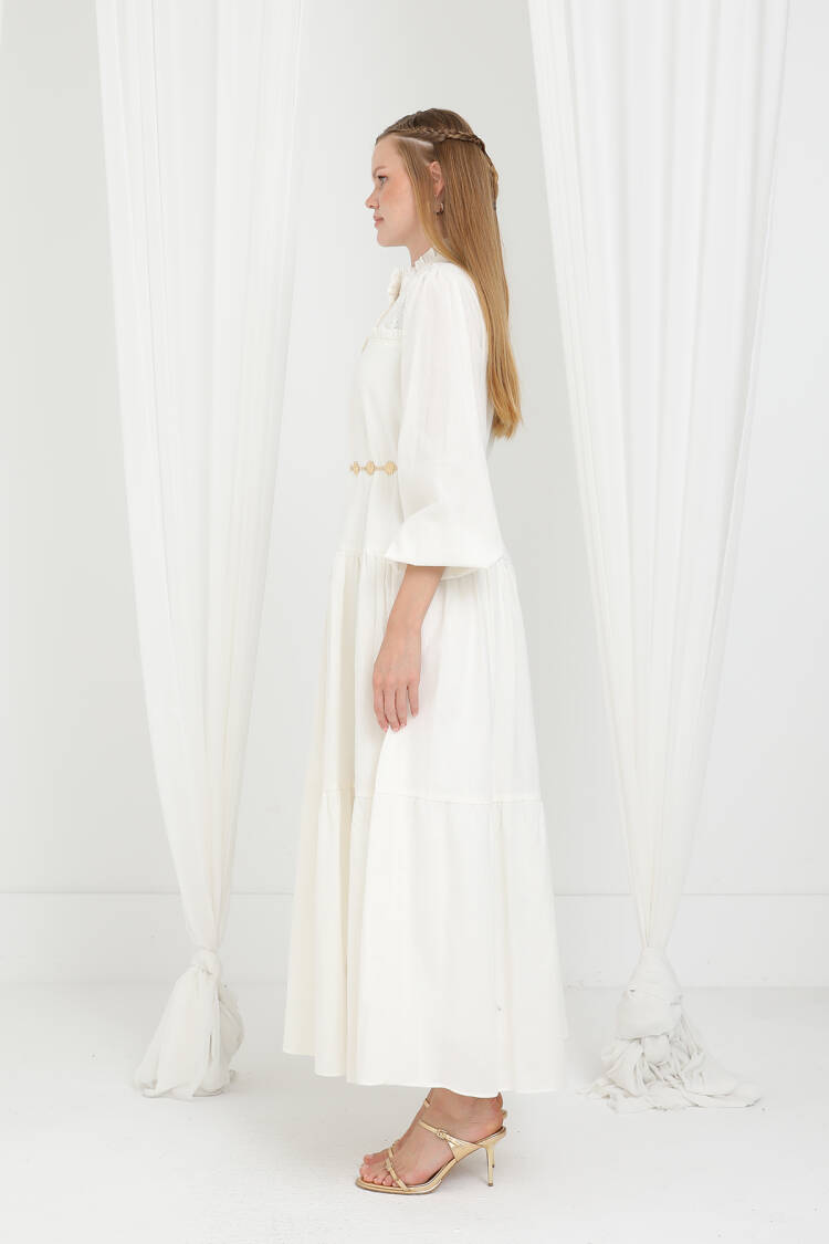 White Elegant Modest Formal Dress