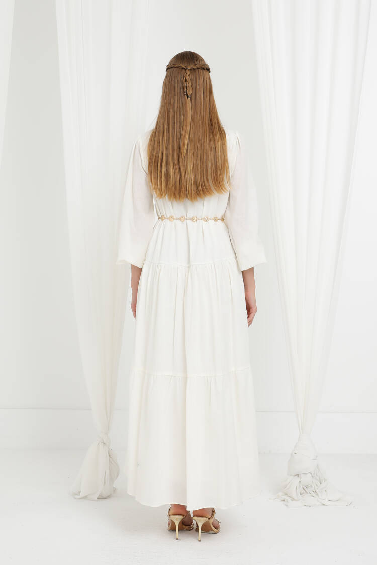 White Elegant Modest Formal Dress