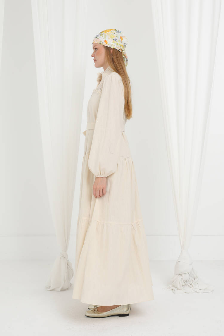 Elegant Modest Smock Dress With High Neck