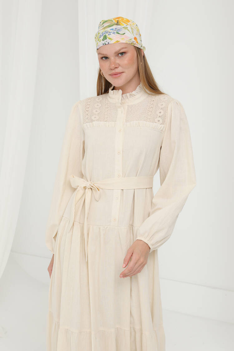 Elegant Modest Smock Dress With High Neck