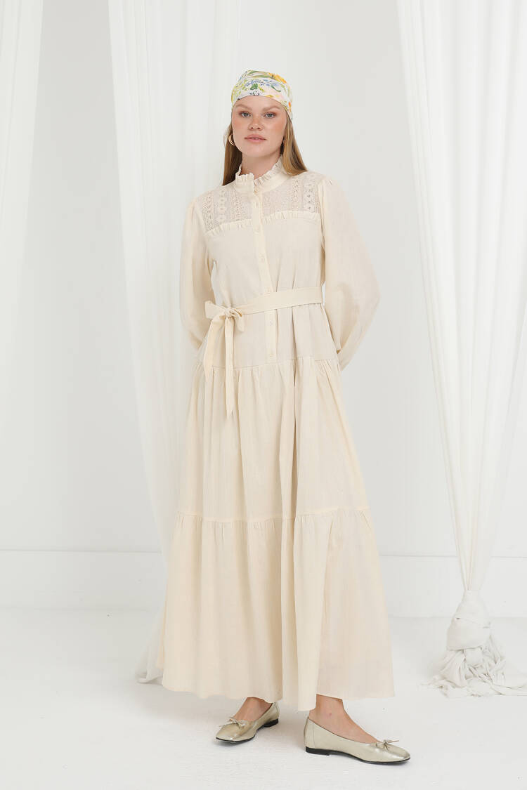 Elegant Modest Smock Dress With High Neck - Brand: Puane - Women's Clothing Wholesale - Globality Store