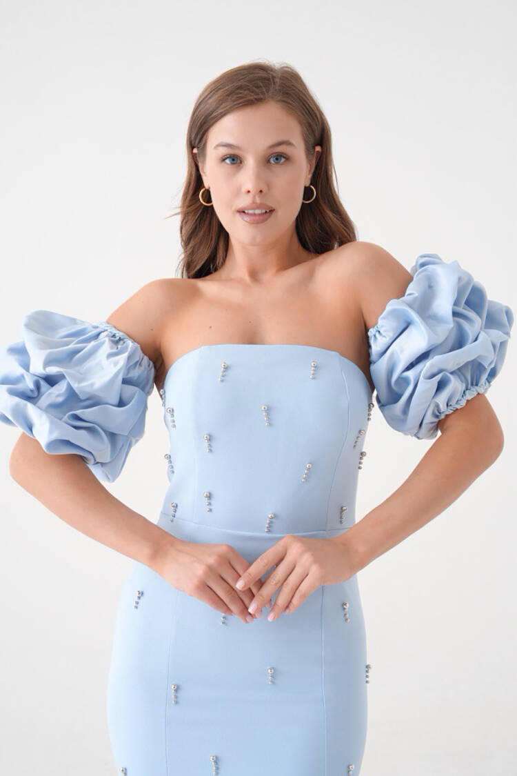 Elegant Strapless Bodycon Dress - Brand: Mode Roy - Women's Clothing Wholesale - Globality Store