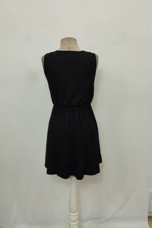 Black Slip Mini Dress With V-Neck