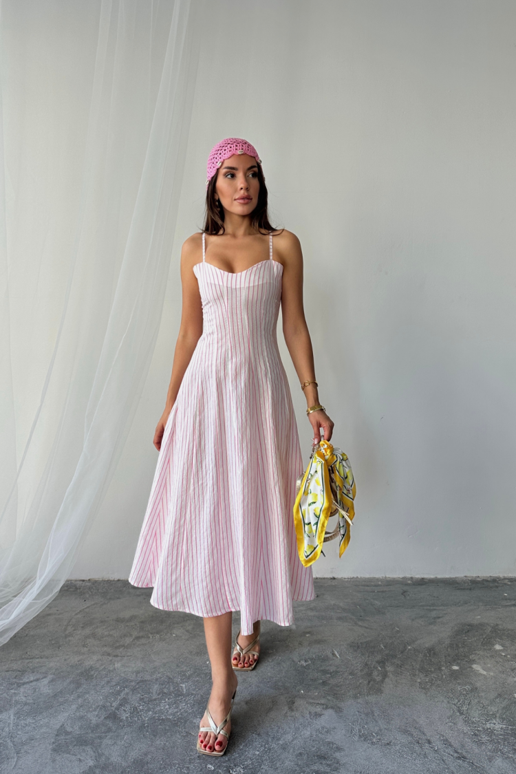 White Fit And Flare Dress With Sweetheart Neck - Brand: Ello - Women's Clothing Wholesale - Globality Store
