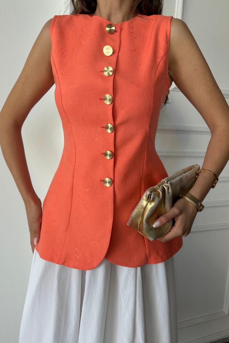 Floral Elegant Slim Fit Long Vest
