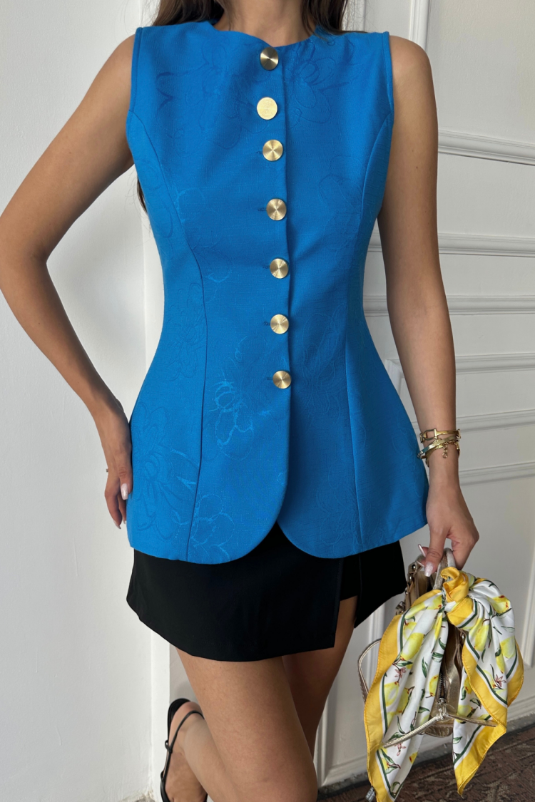 ElegantFitted Floral Long Vest