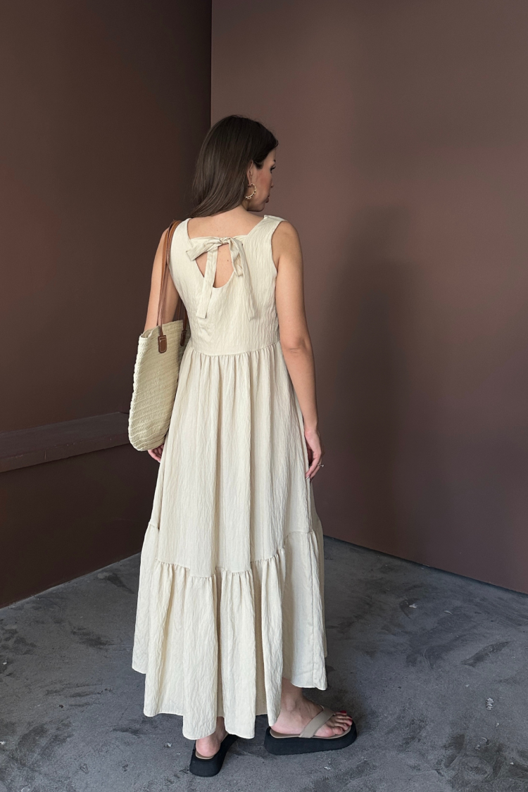 A-Line V-Neck Midi Dress With Cap Sleeves