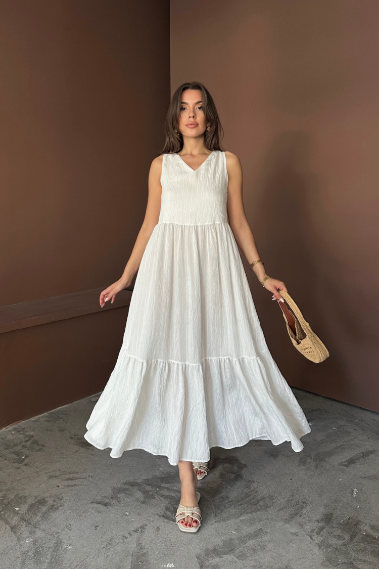 Boho A-Line Maxi Dress With V-Neck - Brand: Ello - Women's Clothing Wholesale - Globality Store
