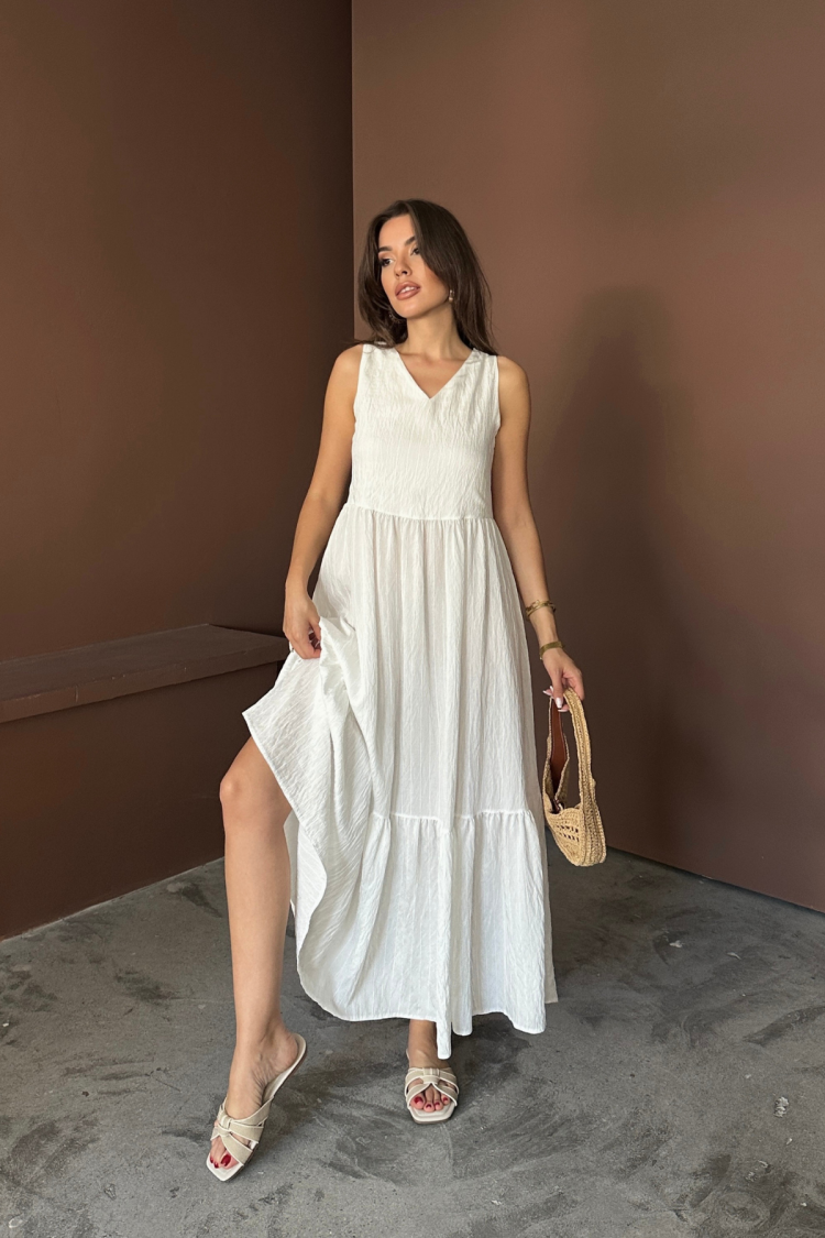Boho A-Line Maxi Dress With V-Neck