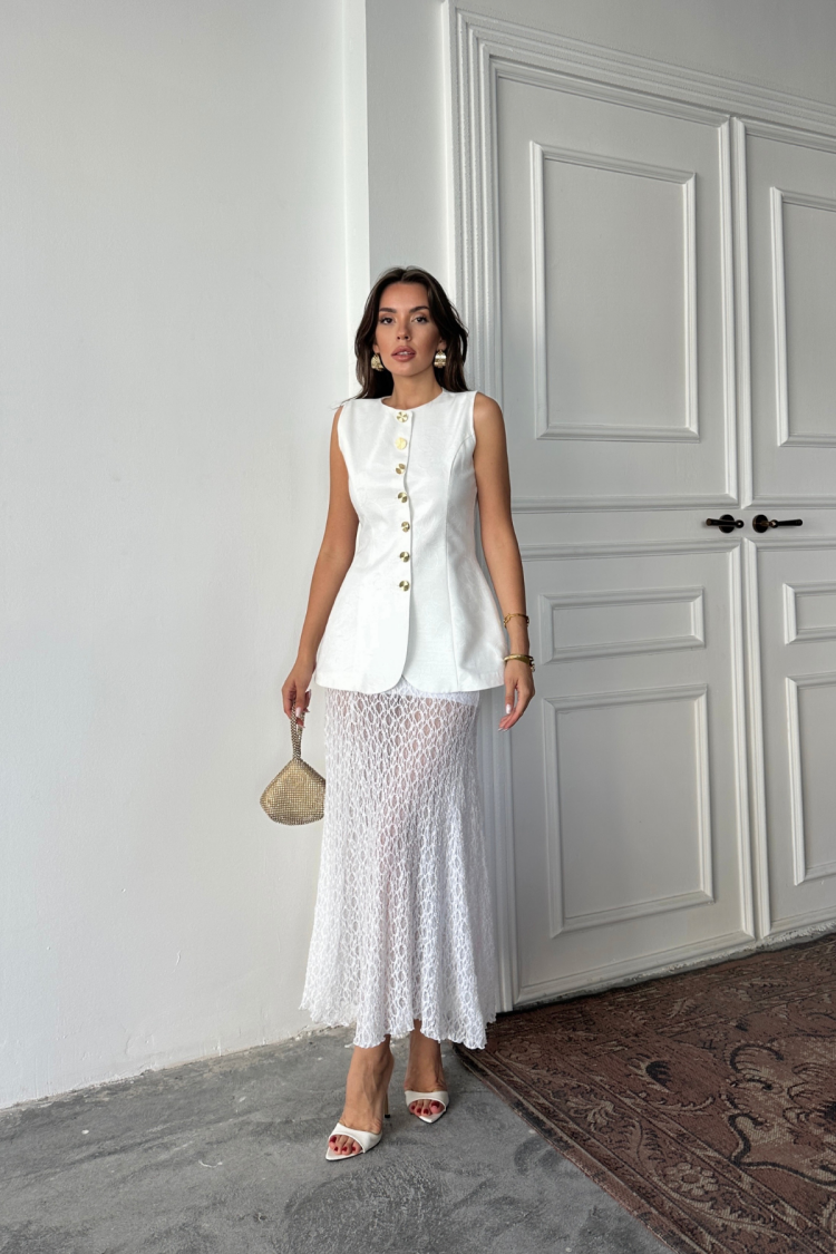 Elegant Long Buttoned Vest - Brand: Ello - Women's Clothing Wholesale - Globality Store