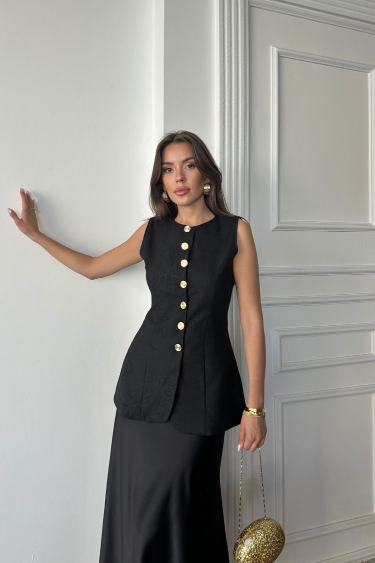 Elegant Fitted Buttoned Vest - Brand: Ello - Women's Clothing Wholesale - Globality Store