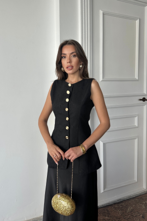 Elegant Fitted Buttoned Vest - Brand: Ello - Women's Clothing Wholesale - Globality Store