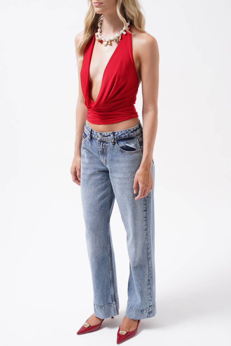 Mom Jeans With High Waist And Straight Leg