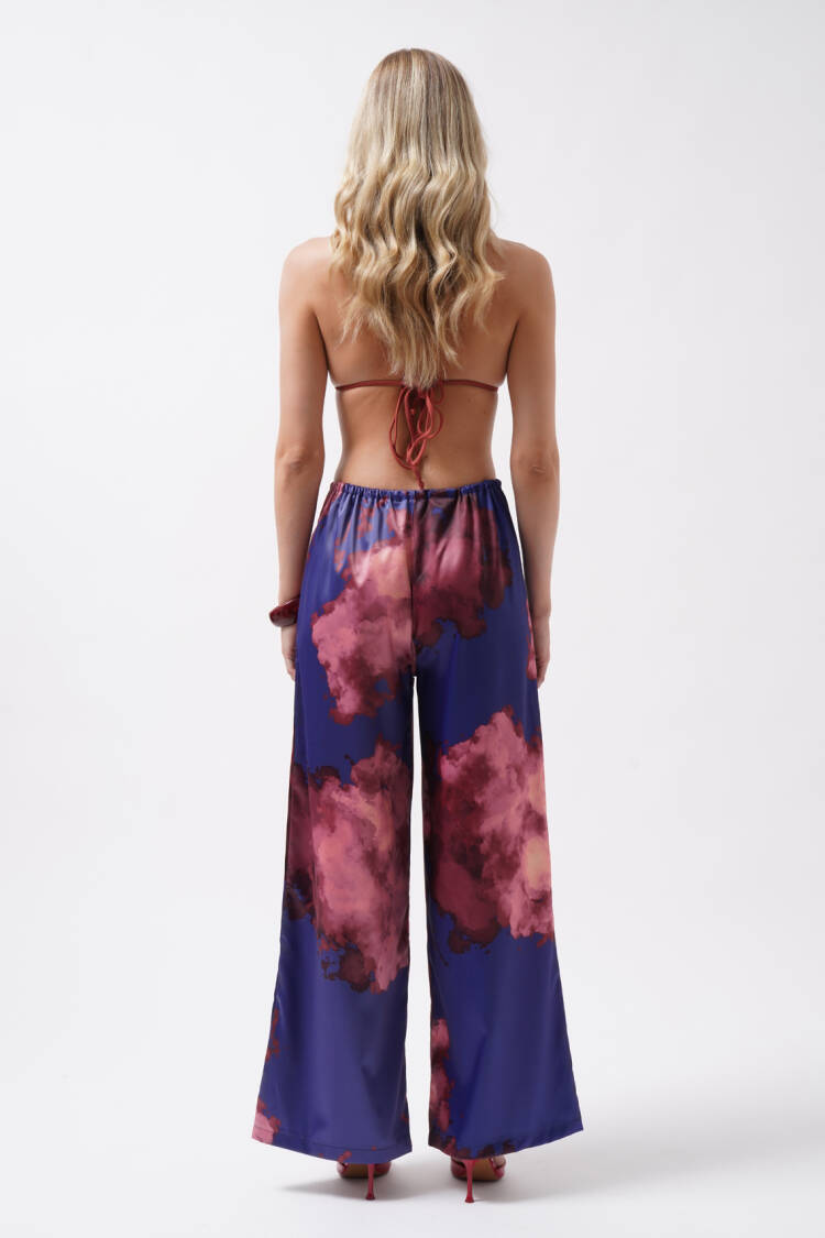 Blue Wide Leg Palazzo Pants