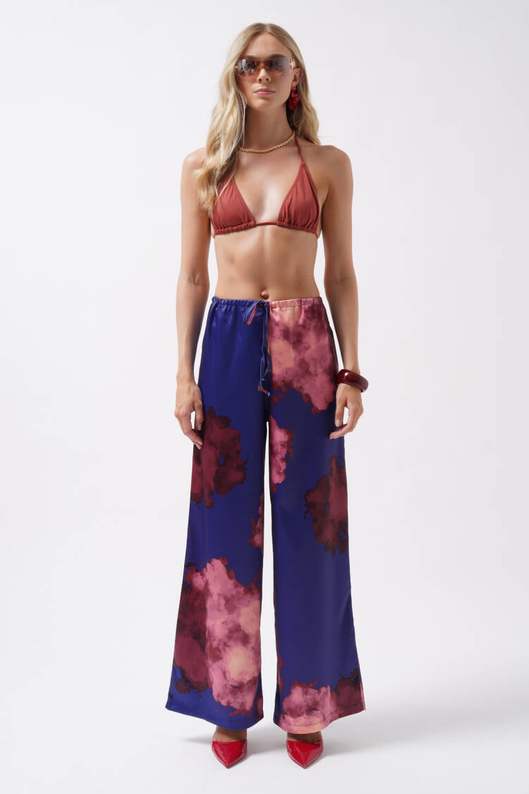 Blue Wide Leg Palazzo Pants