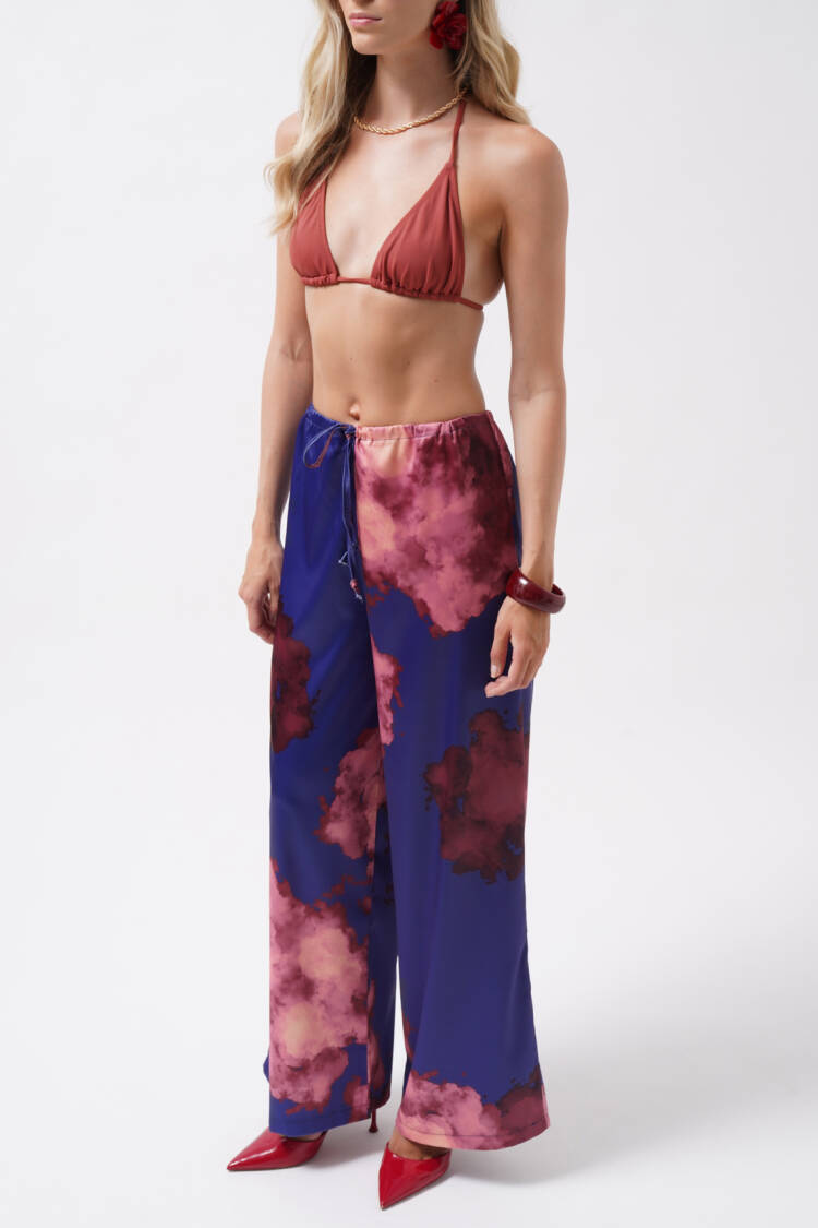Blue Wide Leg Palazzo Pants