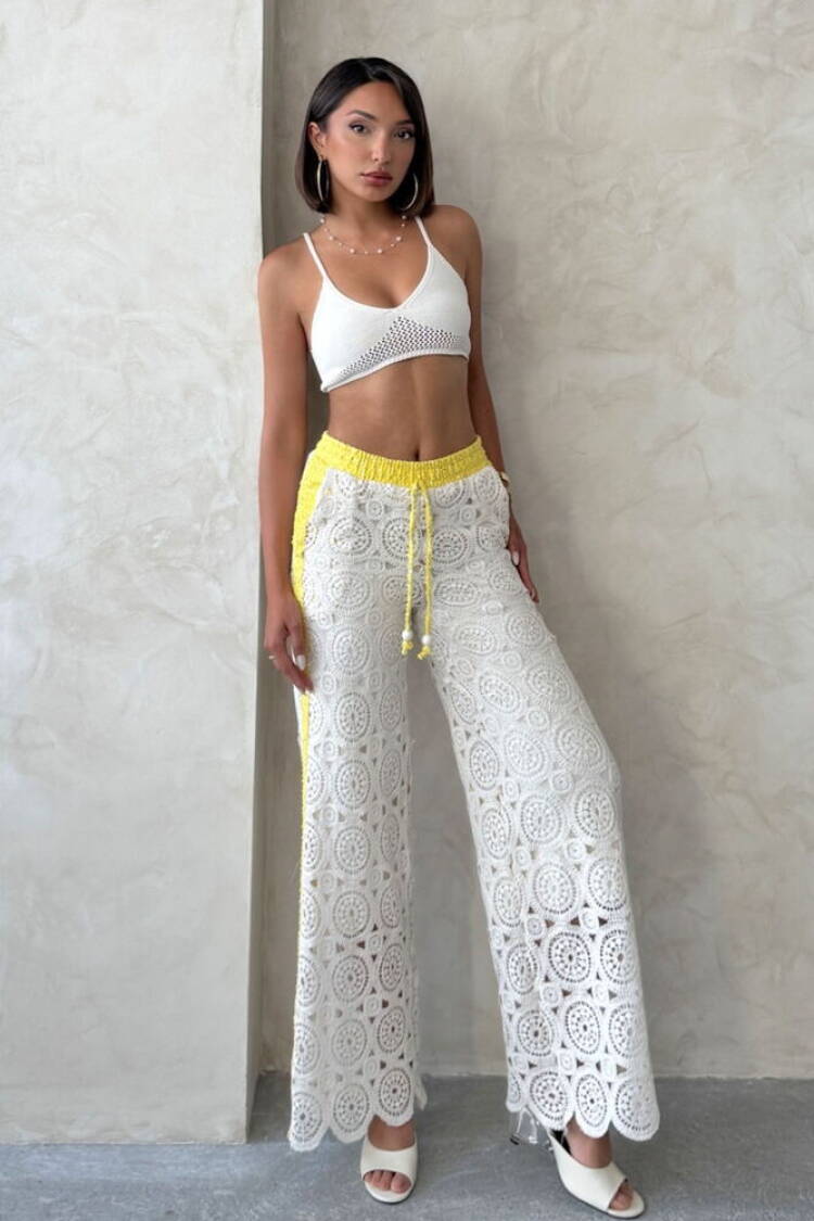 White Palazzo Pants High Waist Wide Leg - Brand: Topshow - Women's Clothing Wholesale - Globality Store