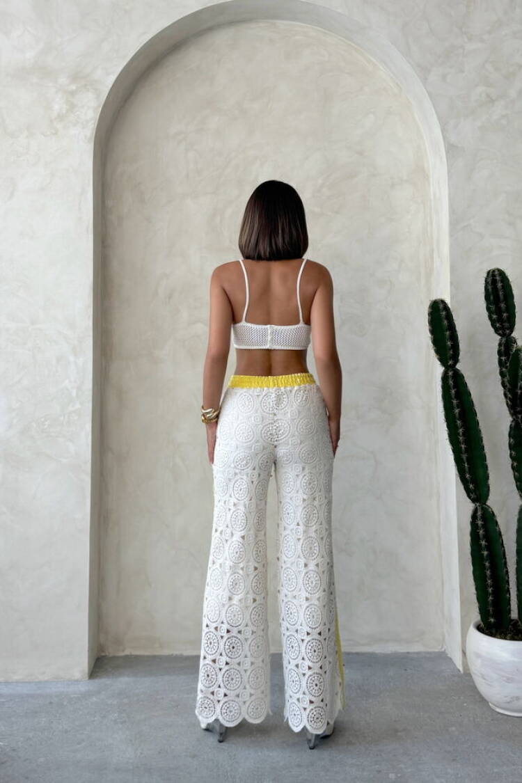 White Palazzo Pants High Waist Wide Leg