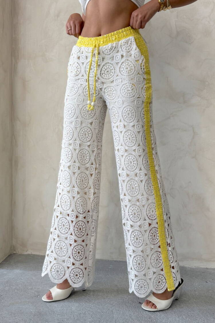White Palazzo Pants High Waist Wide Leg