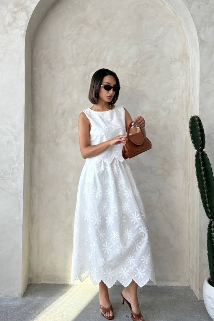 Flared Maxi Skirt With Floral Pattern