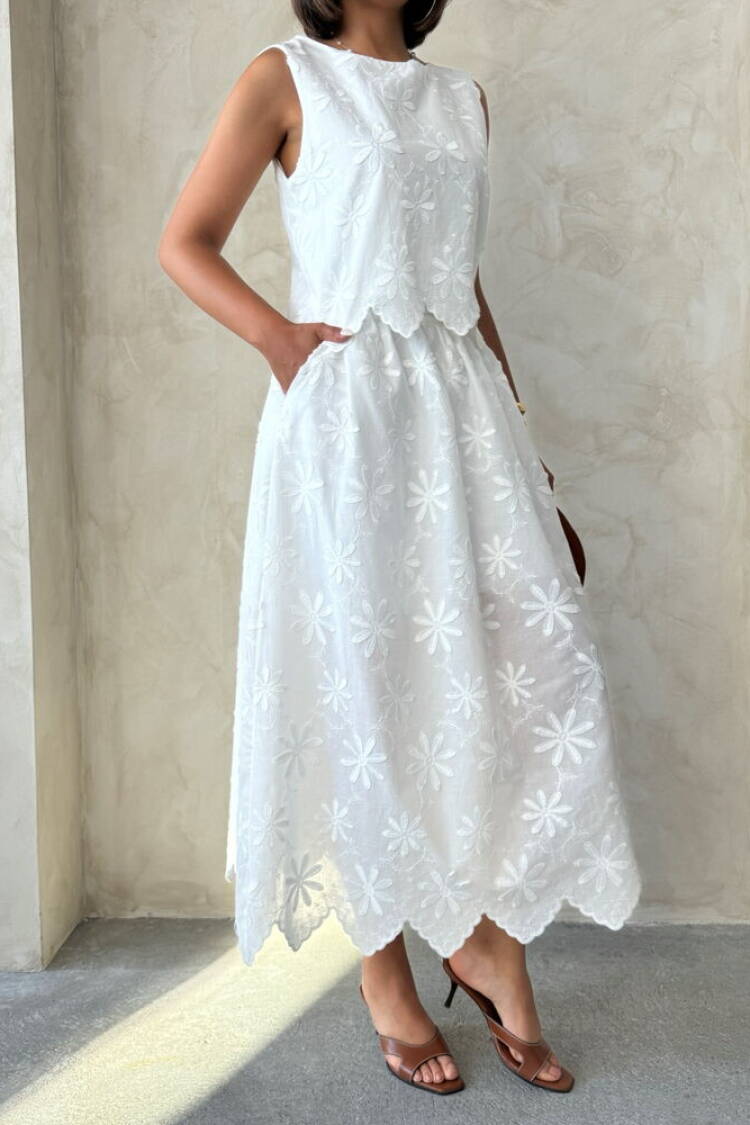 Flared Maxi Skirt With Floral Pattern