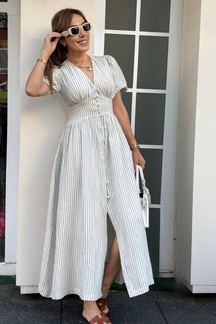 White Fit And Flare Maxi Dress