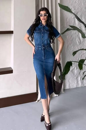 Blue Casual Sexy Streetwear Shirt Dress - Brand: Mode Roy - Women's Clothing Wholesale - Globality Store