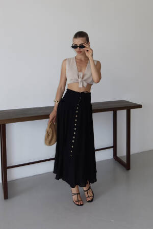 Elegant High Waist Flared Midi Skirt - Brand: Mode Roy - Women's Clothing Wholesale - Globality Store