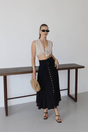 Elegant High Waist Flared Midi Skirt - Brand: Mode Roy - Women's Clothing Wholesale - Globality Store