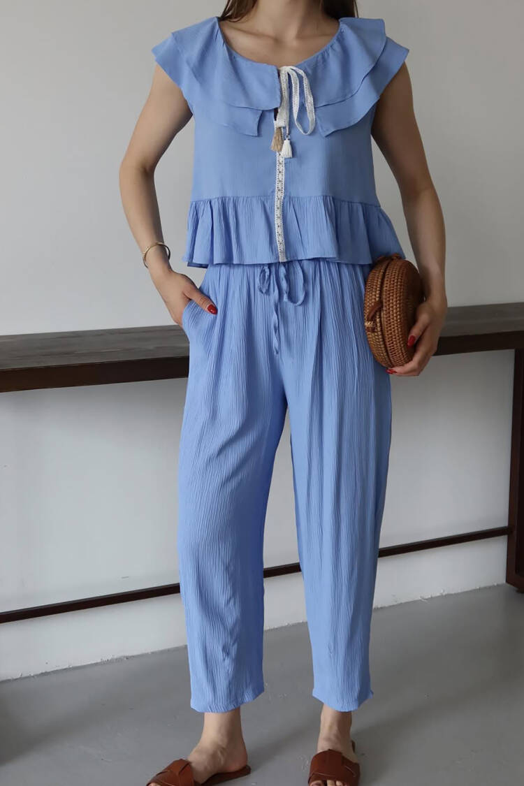 Casual Boho Tie Set With Cap Sleeve