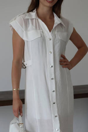 Elegant Casual Shirt Dress With Cap Sleeves - Brand: Mode Roy - Women's Clothing Wholesale - Globality Store
